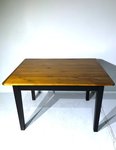 Outlet: 4' Two-Tone Reclaimed Old Wood Plank Farm Table with Breadboard Ends In-Stock