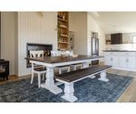 Kimberley Reclaimed Barnwood Dining Set Shown with 3 side chairs, 1 dining bench and 1 server, all with a two-tone finish: Base: White Paint/Top: OCS112 Clear