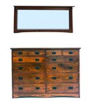 Outlet: Laramie Oak Dresser with Twelve Drawers and Mirror In-Stock