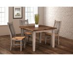 Amish Stonehouse Reclaimed Barnwood Dining Set shown with 42 inch Square table and 3 side chairs with OCS112 Clear top and Seat with Driftwood Legs and Frame with Dull 10 Sheen Varnish.