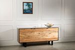 Rainey Solid Wood Credenza sown with Spalted Maple Doors, and Black legs available in 4 sizes from 60 inches to 96 inches