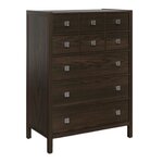 Amish Sable Oak Wood Modern Farmhouse 5-Drawers Chest of Drawers - Quick Ship