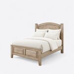 Diagonal angled view showing the left side of a traditional panel bed, with an arched headboard and a two-panel footboard.