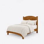 Diagonal angled view showing the left side of a transitional panel bed, with an arched panel headboard and square posts.