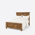 Diagonal angled view showing the left side of a Craftsman panel bed, with a four-panel headboard and matching footboard.
