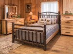 Amish Appalachia Five Piece King Size Bedroom Set in Rustic Hickory - Quick Ship