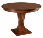 Amish Solid Wood Oxnard Twisted Small Single Pedestal Dining Table - Modern Style