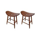 Amish Outlet: Oak Wood Saddle Counter Stool Set In-Stock (Set of 2)