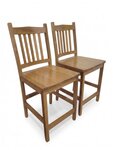 Outlet Amish Made Quarter Sawn Oak Mission Counter Stool Set In-Stock (Set of 2)