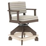 Amish Miller Poly Upholstered Swivel Counter and Bar Stool shown in Seashell & Coastal Gray Poly with Cove Pebble Fabric