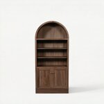 Amish Arched Modern Bookshelf Cabinet with Doors