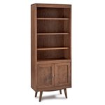 Amish 80 Tall Neveah Mid-Century Modern Bookcase with Double Doors with 4 Adjustable 11 1/2 Inch Deep Shelves