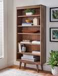Amish 33 Wide Neveah Mid-Century Modern Bookcase with Adjustable Shelves and 1 Plate Groove