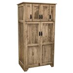 Amish Double Freestanding Pantry Cabinet shown in Rough Sawn White Oak and Mineral Stain