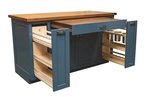 Amish Shaker Freestanding Kitchen Island Cabinet with Optional Top with drawers pulled out