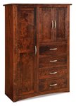 Amish Richard 68.75 Inch High Modern Chifferobe with 4 Drawers. 3 Doors, 4 Shelves, and 1 Adjustable Rod.