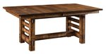 Amish Boulder Rustic Rough Sawn Wormy Maple Wood Trestle Dining Table - Quick Ship