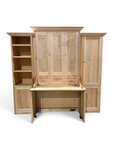 Amish Outlet: Maple Wood Twin Murphy Wall Bed and Desk with Side Bookcases In-Stock