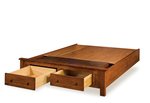 solid wood under-bed storage platform with open footboard drawers
