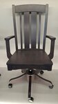 Amish Cherry Wood Short Arm Desk Chair with Castors In-Stock Ready to Ship