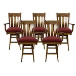 Outlet: Oak Wood Mission Swivel Bar Stools In-Stock (Set of 5)