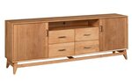 Amish Handcrafted Solid Wood Rebel 84” TV Stand with Fluted Doors shown in Brown Maple