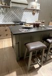 Solid wood kitchen island with barstools