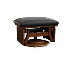 Amish Monson Upholstered Gliding Ottoman - Quick Ship shown in Red Oak with Michaels Cherry and Black Leather