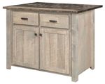 Amish Rough-Cut Maple Wood Bar Island shown with Carbon Top & Mineral Base