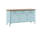 Amish 64 1/2 Wide Tangier 3-Door Buffet with Optional Hutch Top shown in Brown Maple with Tops in Tundra Stain and Frame in Quench Blue Stain