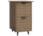 Amish Clifton File Cabinet shown in Wormy Maple with Bel Air Stain and Lunar Black Steel Legs