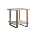 Amish 24 Wide Dunbar End Table shown in Brown Maple with Serene Paint and Greytone Powder Coat Metal Base