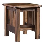 Amish 24 Tall Rustic End Table shown in Reclaimed Barnwood with Black Glaze Stain
