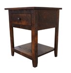Amish Haven Rough-Cut Maple Wood 1-Drawer Nightstand - Quick Ship shown in Rough Cut Maple with Michaels Cherry Stain