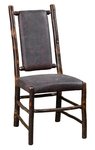 Amish Marshfield Upholstered Rustic Hickory Twig Dining Chair Shown With: Fabric: Colt Coffee