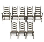 Outlet Amish Made Oak Wood Ladderback Dining Chair Set of 8 In-Stock