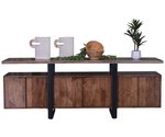Amish Handcrafted 96 Sophie Modern Sideboard shown in Rustic Walnut Live Edge Top and Brown Maple Base