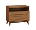 Amish 32 Wide Aria 2-Drawer Nightstand shown in Sap Cherry with Coco Stain