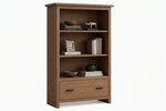 Amish Alpine Solid Wood Contemporary Open Bookcase with Drawers - Choose Height