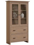Amish Alpine 39 Wide Bookcase with Doors and Drawers shown in Brown Maple with Mineral Stain