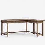 Amish Parklane Solid Wood L-Shaped Open Desk shown in Brown Maple with Bel Air Stain