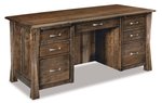 Amish Uplift Double Pedestal 7-Drawer Desk with Finished Backside & Curved Top