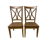Outlet: Double Cross Back Oak Dining Chair In-Stock (Set of 2)