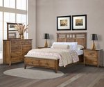 Amish Owin Three Piece Bedroom Set Includes Bed, Nighstand, Dresser Shown in Brown Maple with Almond Finish