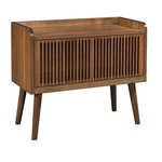 Amish 35 1/2 Wide Elowyn Record Table Stand shown in Hickory with Cappuccino Stain