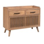 Amish 41 1/2 Wide Elowyn Record Stand with Storage shown in Brown Maple with Tundra Stain