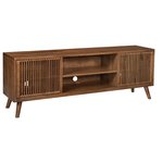 Amish 26 Tall Elowyn Media Unit with Open Shelves shown in Brown Maple with Almond Stain