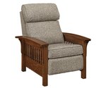 Amish Noble Comfy Mission Recliner - Quick Ship shown in Quarter Sawn White Oak with Michaels Cherry Stain and Topaz Fabric