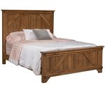 Amish Tall Panel Headboard Cambridge Bed shown in Rustic Hickory with Cappuccino Stain