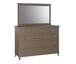 Amish 60 Wide Lakeside 9-Drawer Dresser with Optional Mirror shown in Red Oak with Rustic Pine Stain